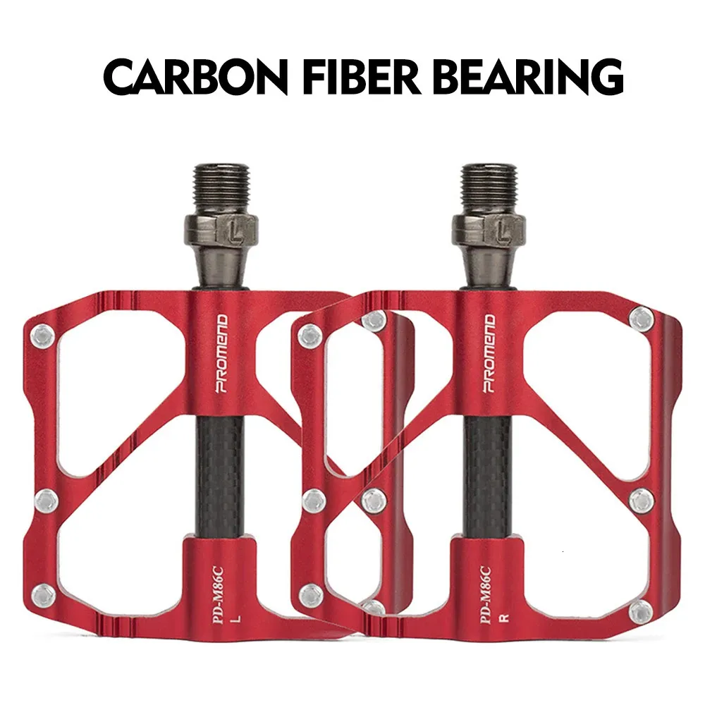 WEST BIKING Ultralight T700 Carbon Fiber Pedals – Titanium Axle, 3 Bearings – 186g