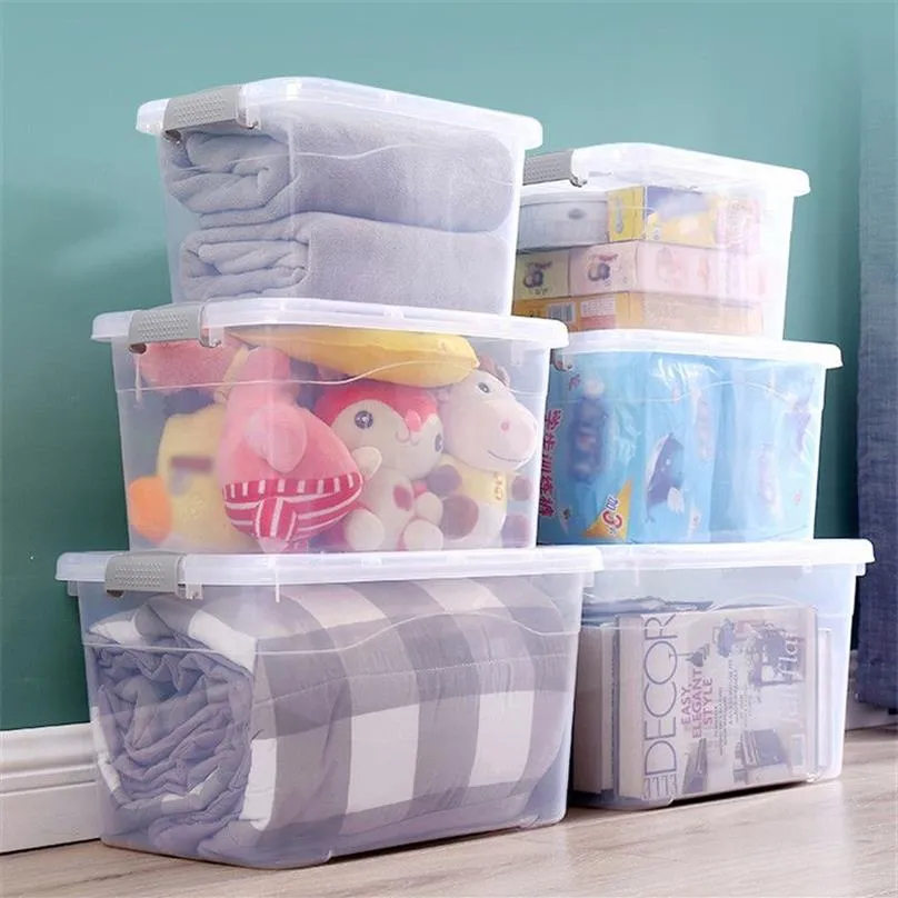 5L 10L 20L Stack Pull Storage Boxes Plastic KeepBox with Attached Lid Sealed Moisture-proof Semi Clear Container179Y