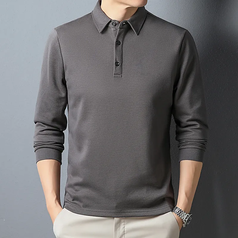 T Shirt In Cotone A Maniche Lunghe Polo Da Uomo Daffari Di Fascia Alta Persone Di Mezza Eta E Giovani Camicia Ispessita Autunnale E Invernale 5 000 DHgate