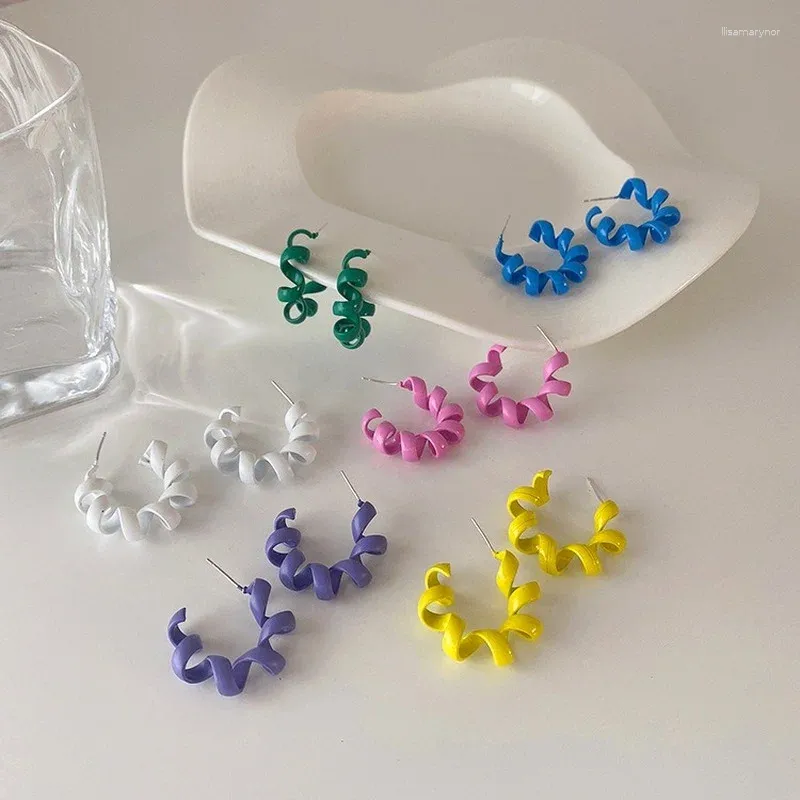 Boucles d'oreilles pendantes VSnow déclaration Spray bonbons couleurs ligne téléphonique boucle d'oreille pour femmes tempérament C forme torsion corde bijoux de fête