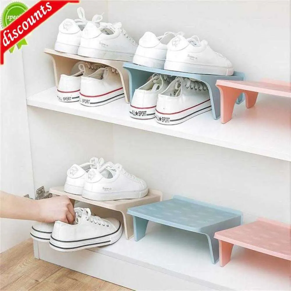 Upgrade Plastic Shoe Rack Double Shoe Support Household Storage Integrated Simple Space Economy Simple Shoe Organizer And Storage Rack