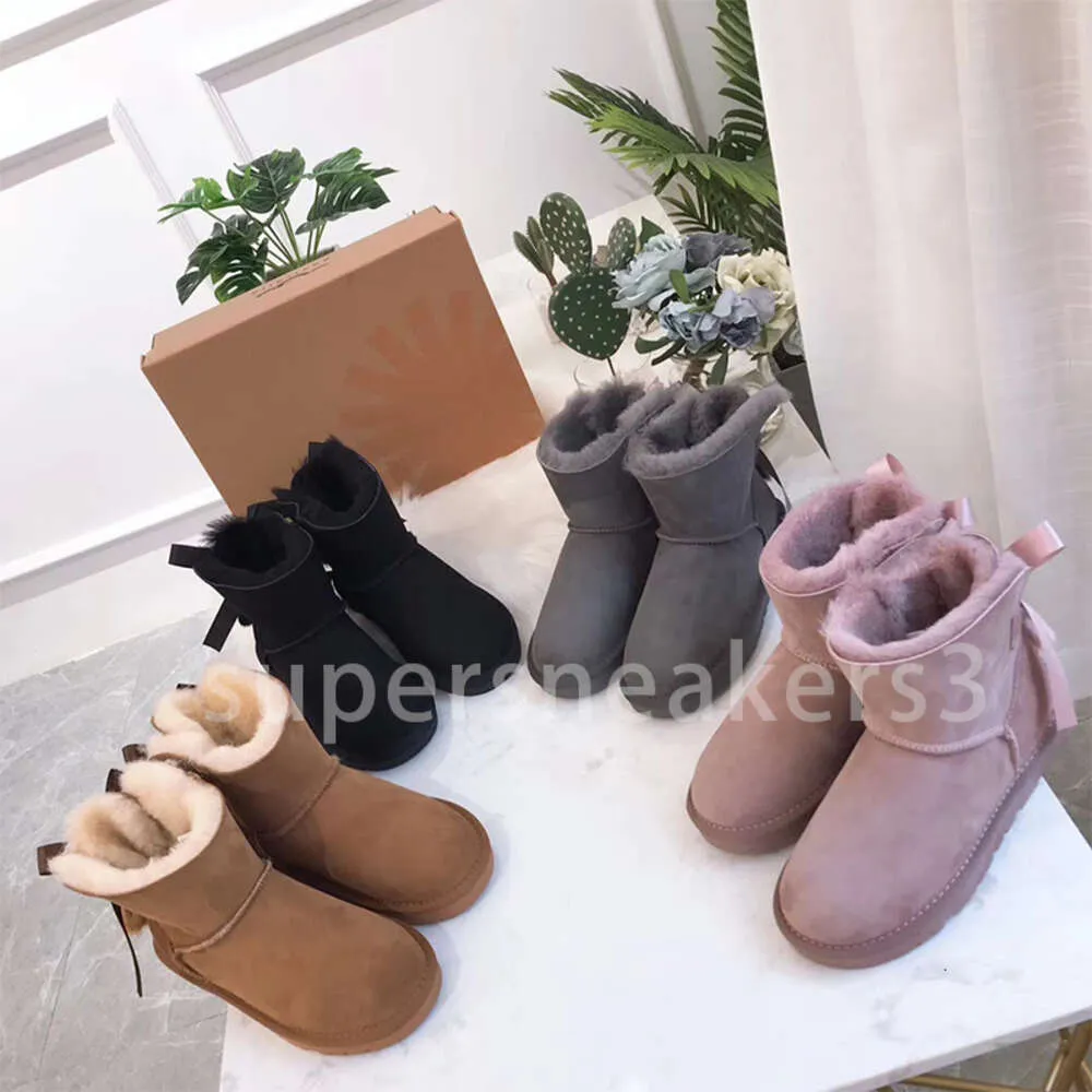 Mini Designer Enkel Sneeuw Kinderen Kinderen Australië Stijl Echt Suède Warme Katoenen Laarzen Schoenen Baby Maat 21-35