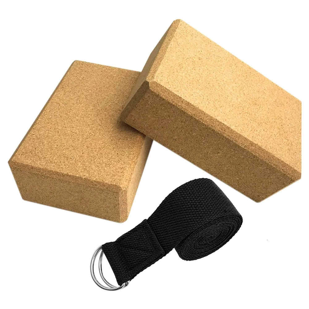 Yoga block 3st Yoga Block Cork Sport Hem Gym Övning Trä Yoga Brick Soft High Density Block för inomhussport Träning Fitness 231208