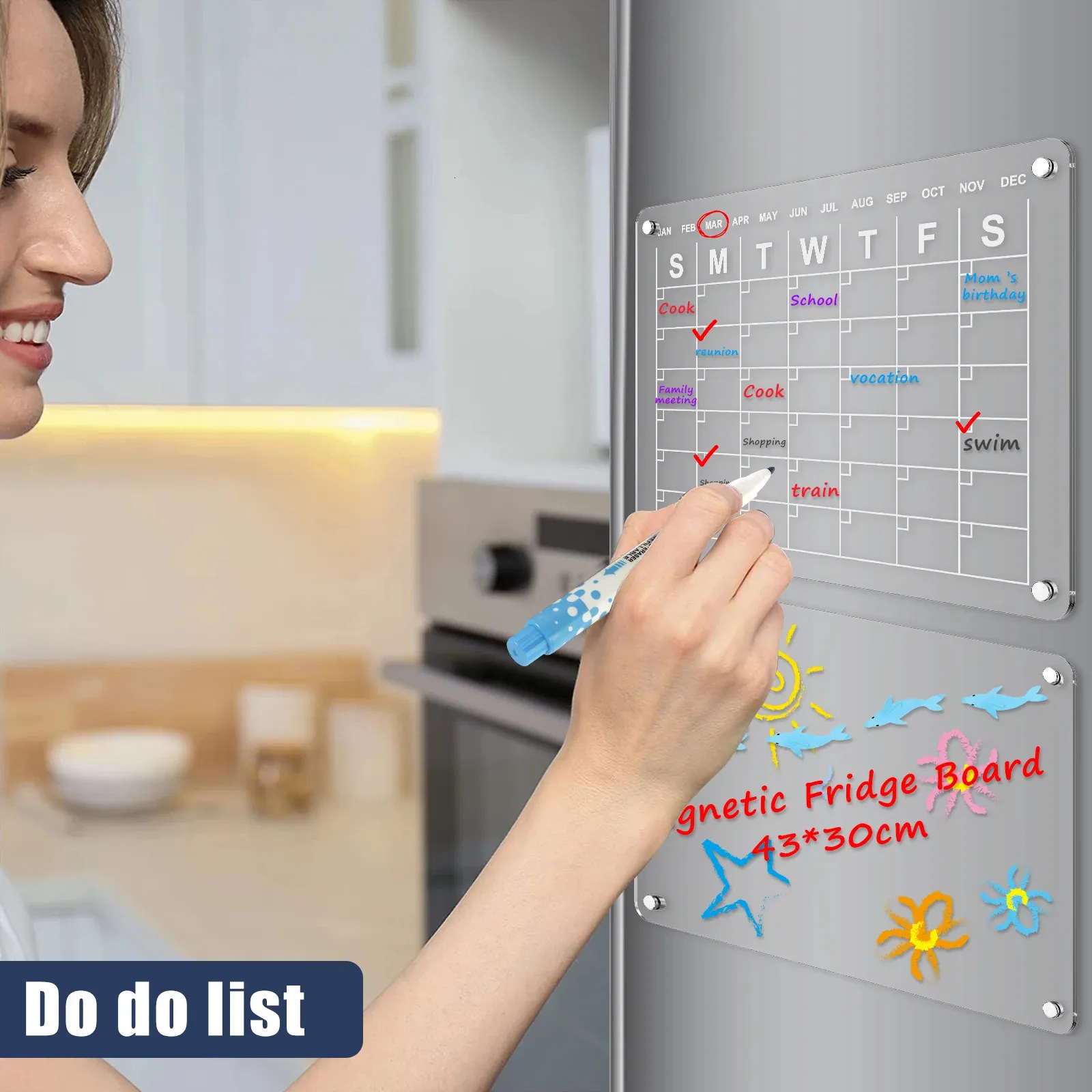 Reusable Acrylic Fridge Magnet Set 4 Marker & Pen Holder Calendar For Home  Office Clear & Durable Design, Easy To Hang & Remove From Xuan10, $18.77 |  DHgate.Com