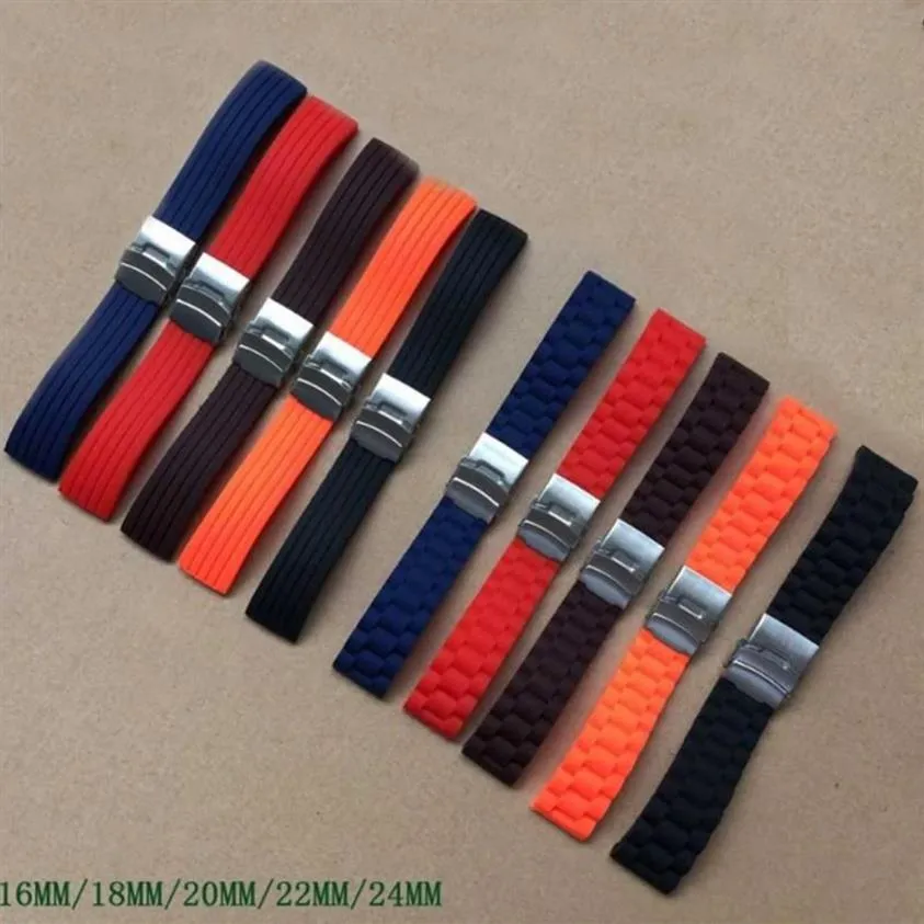 Cinturini per orologi cinturino in caucciù di alta qualità cinturini in silicone per immersioni 16mm 18mm 20mm 22mm 24mm braccialetto impermeabile per uomo donna256f