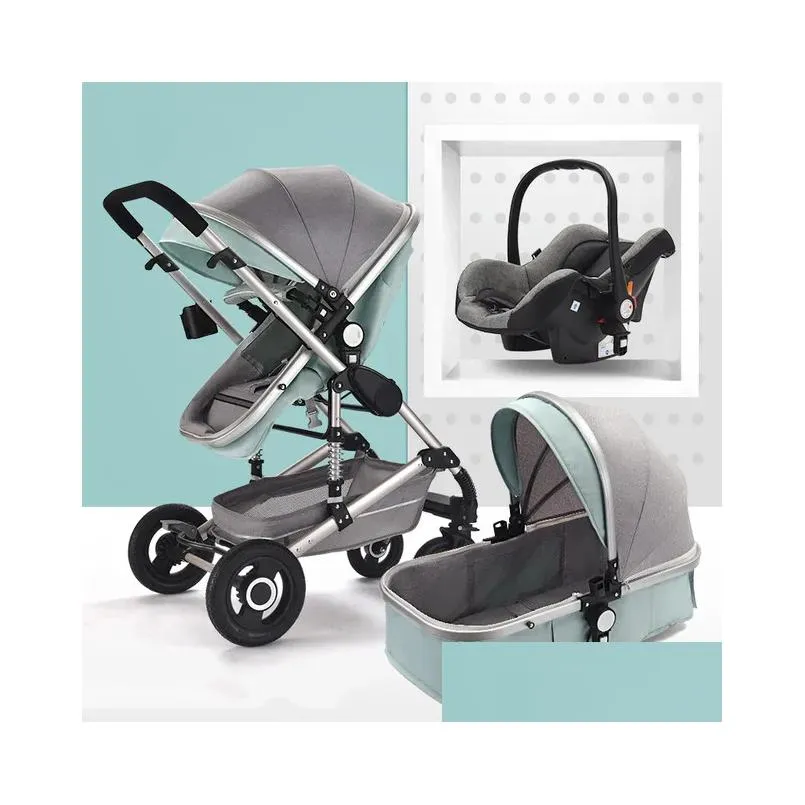 Baby Stroller 3 in 1 Newborn Baby Carriage High Landscape Stroller Four Seasons Cushioning brand soft high-end breathable designer