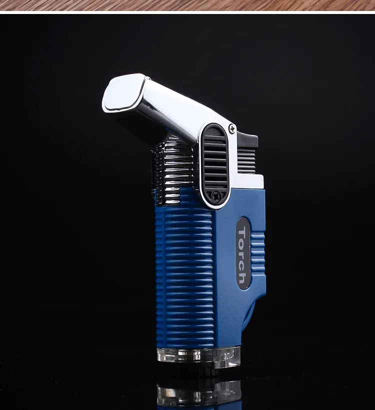 Tube gas Lighter Double Blue Flame Spray Gun Electronic Lighter Visible gas Butane Torch Turbo Torch Cigar Cigarette Lighters