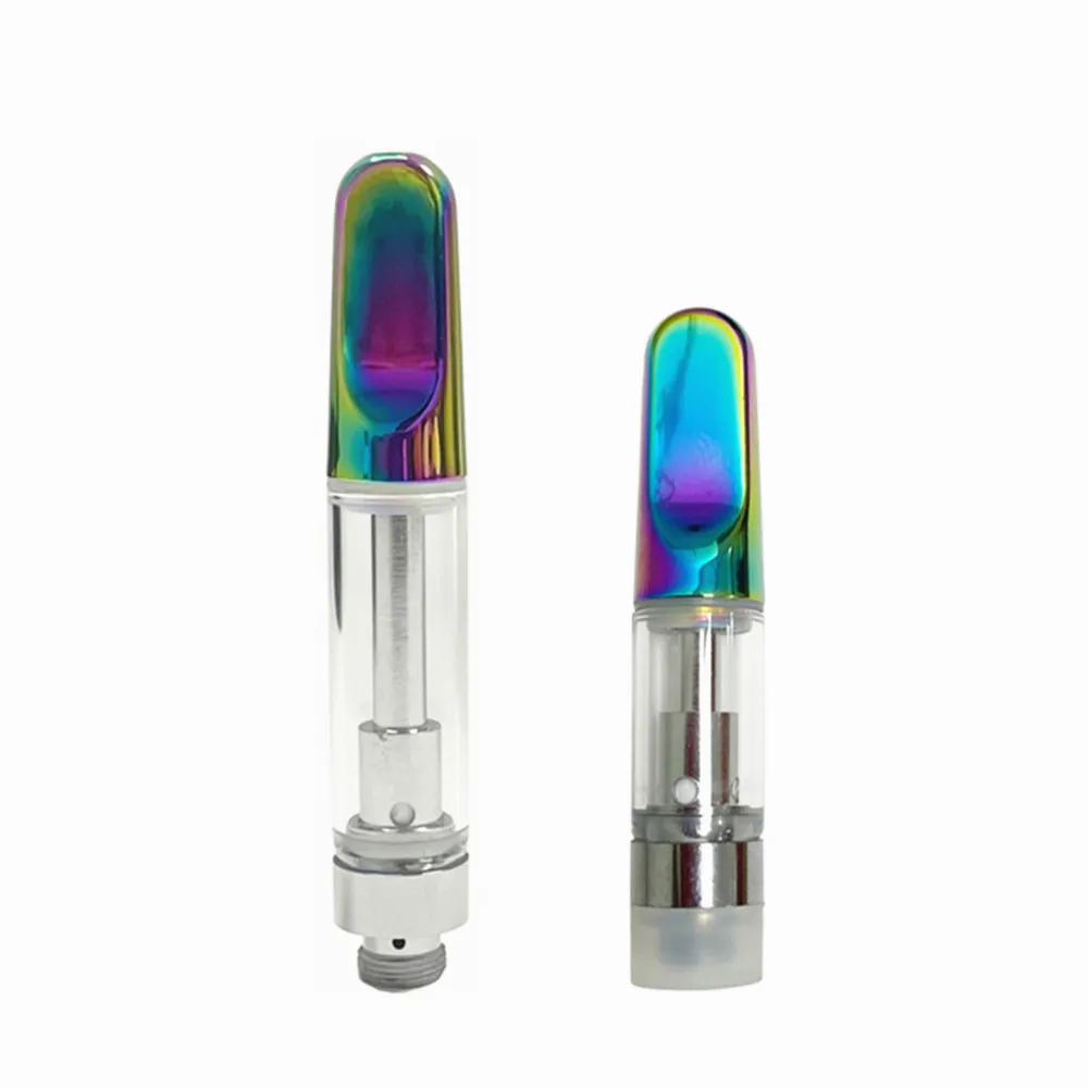 Th205 Rainbow Vape Chariots 0,5 ml 1,0 ml E Cigarette Atomiseur Réservoir en verre 510 Fil épais Vaporisateur d'huile Bobine en céramique Cartouches vides