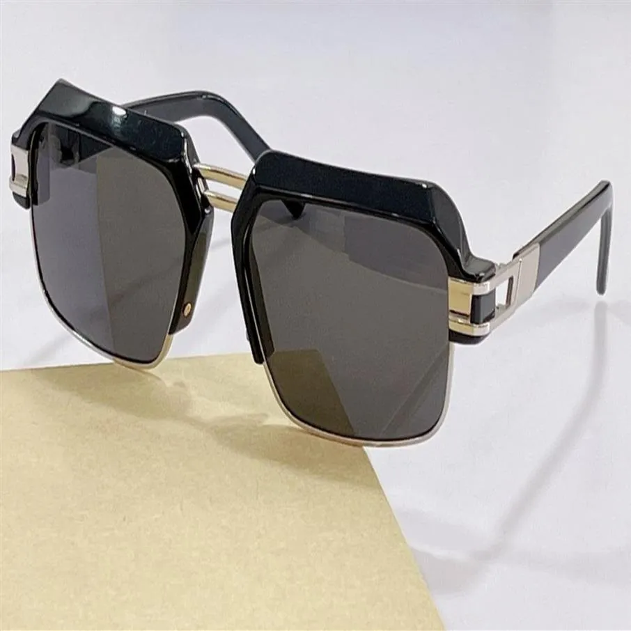 Vintage 6020 Square Solglasögon Silver Black Grey Lens Glass Modtillbehör Solglasögon för män UV400 -skyddsglasögon med 231W