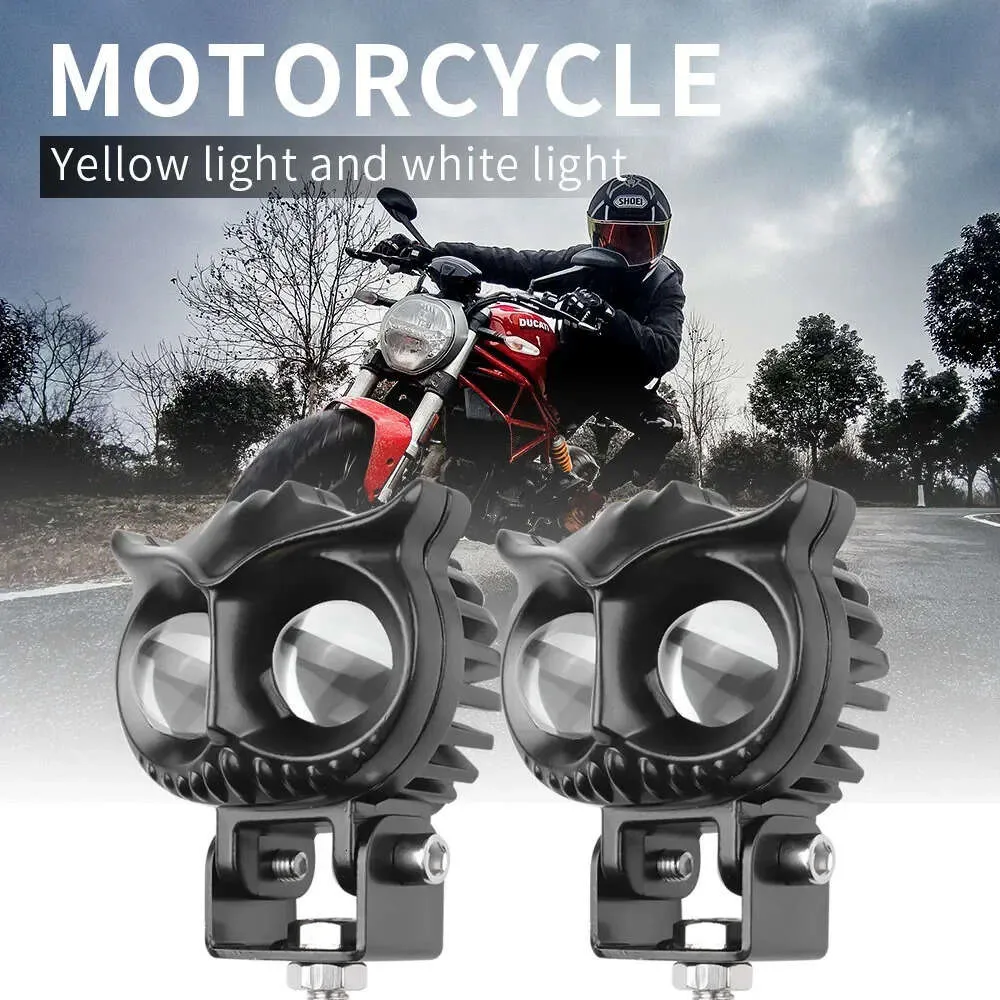 Nieuwe Led Motorfiets Koplamp Werklamp Uil 6000K 3500K Wit Geel Rijden Mistlampen Auto UTV Truck off Road Led Spotlight 12-80V