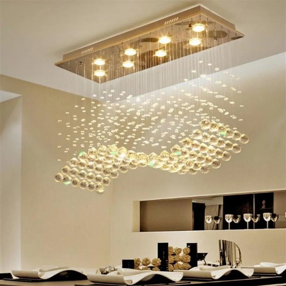 K9 lustres en cristal LED Chrome fini vague de lumière Art décor moderne Suspension éclairage el Villa lampe suspendue LLFA302M