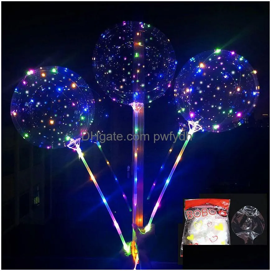 Party Decoration Decor Led Bobo Balloon Dont Need Stretch With 70Cm Stick String Light Christmas Halloween Birthday Drop Delivery Ho Dh7Hg