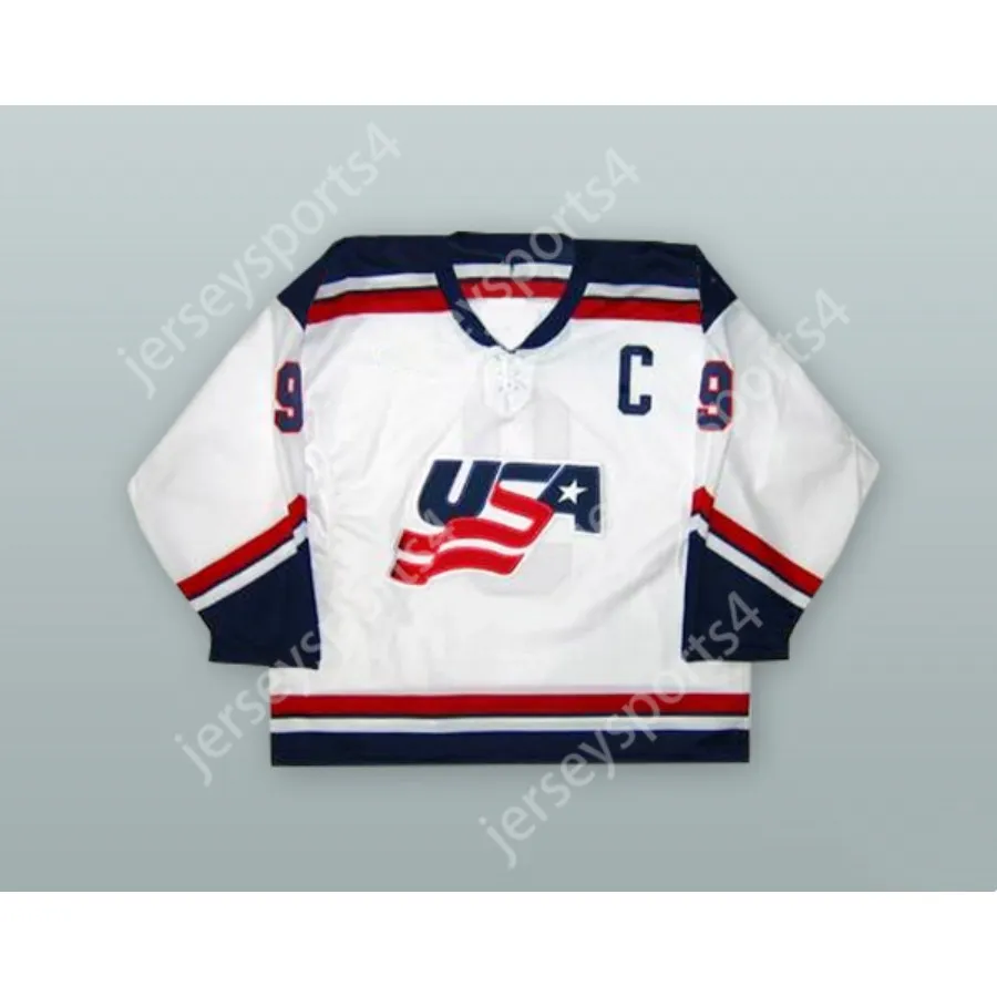 Maillot de hockey de l'équipe nationale américaine MIKE MODANO 9 blanc personnalisé, nouveau haut cousu S-M-L-XL-XXL-3XL-4XL-5XL-6XL