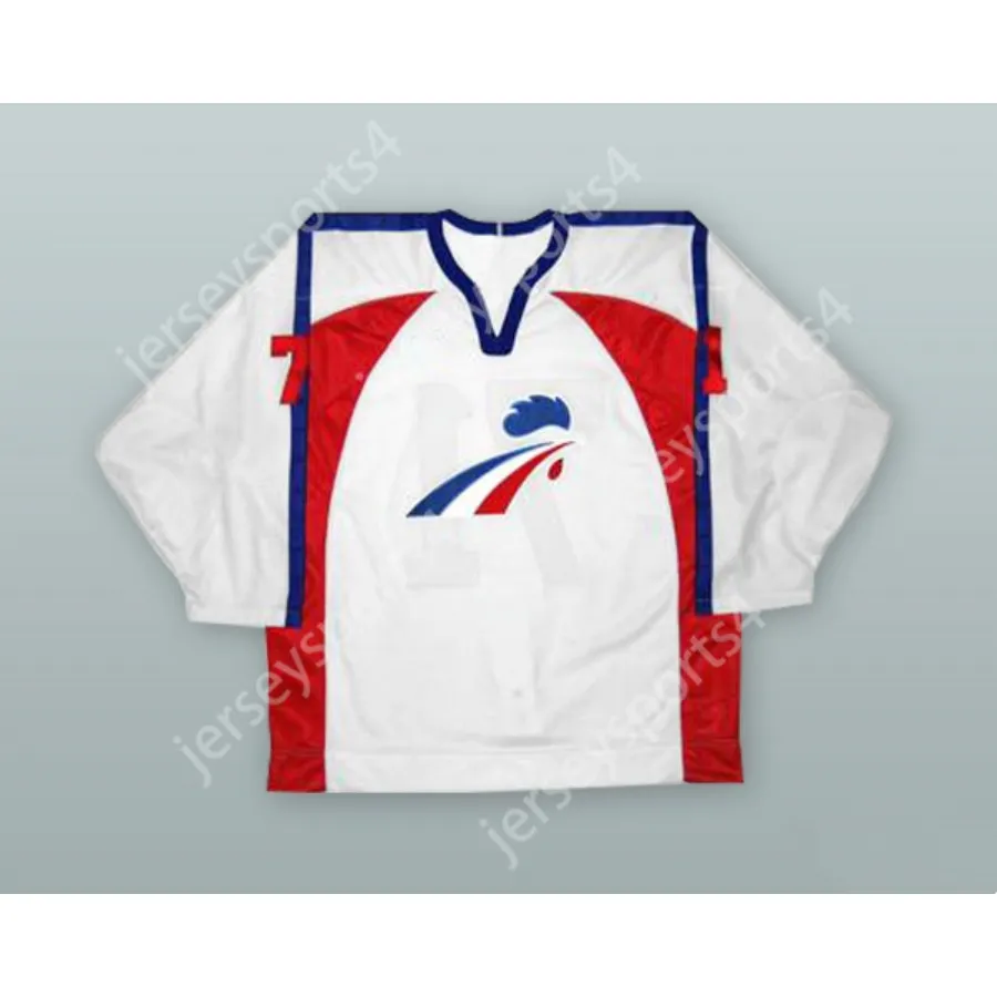 Anpassad Sebastien Bordeleau 71 Frankrike White Hockey Jersey New Top Stitched S-M-L-XL-XXL-3XL-4XL-5XL-6XL