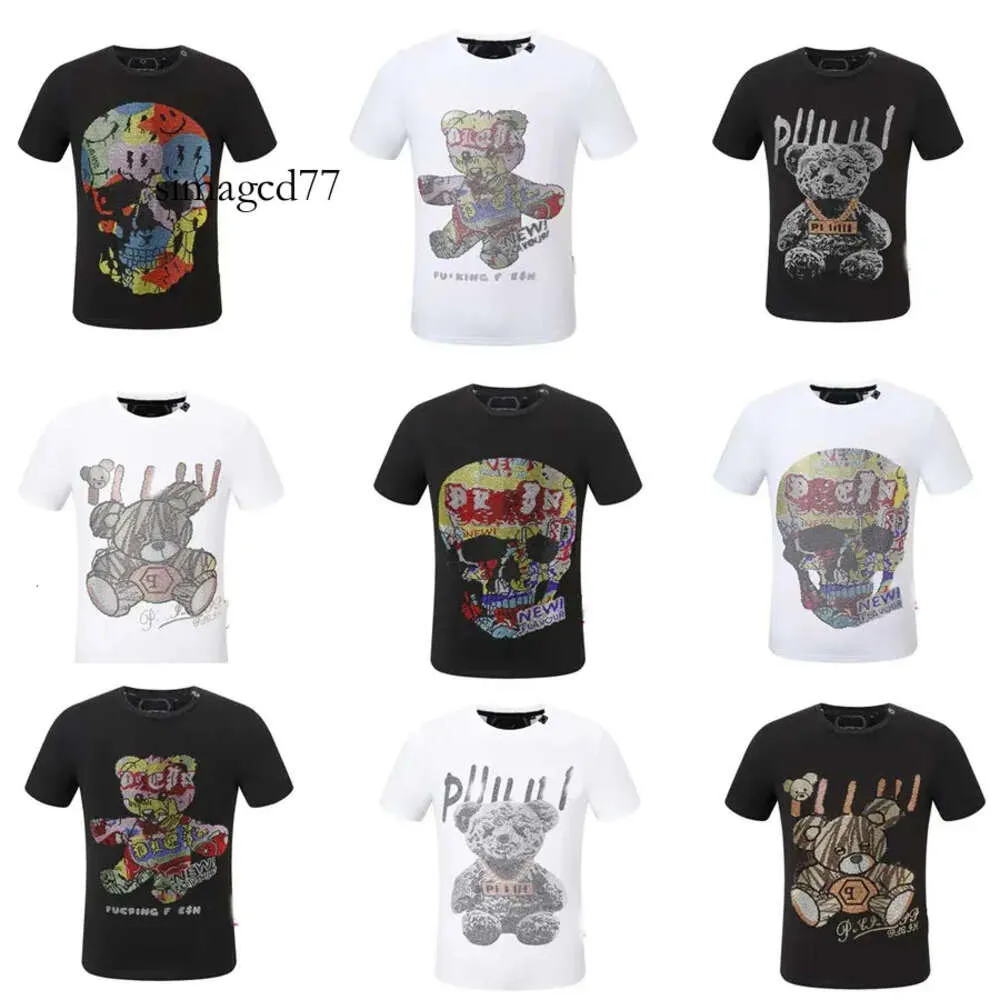 Designer Phillip designer Men Designer Plain Men Hot Shirts Plain Pleins Philipps Phillip T-shirt PP Skull Diamond Short Sleeve Dollar Bear Tiger Bra 799