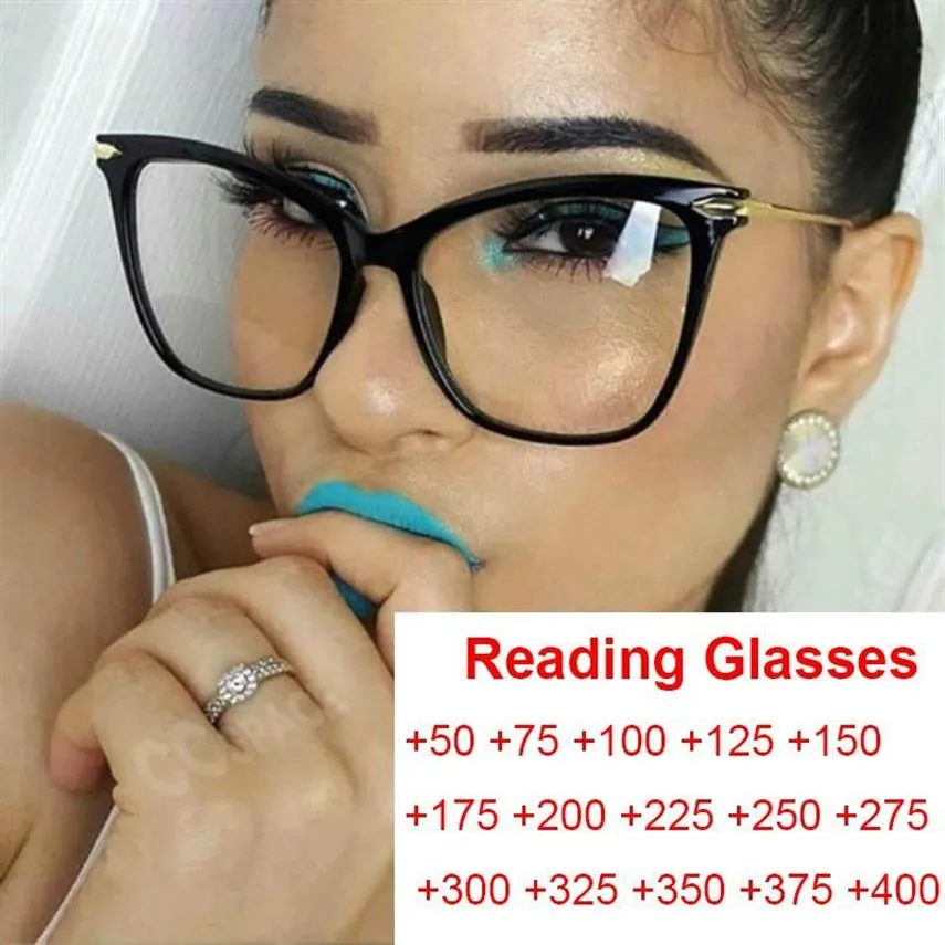 Okulary przeciwsłoneczne moda kocie oko Womans czytanie okularów na recenzię Oważne kobiety przezroczyste osoby starsze czytniki okulary okulary oka
