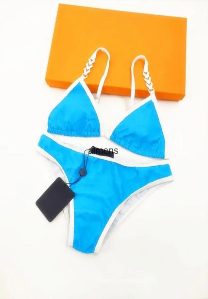 Mode blauwe dames zomer badpak bikini pak beha driehoek pak badpak7674634