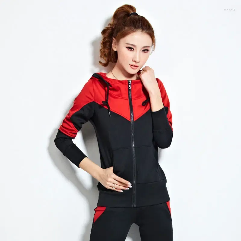Women's Two Piece Pants Sports Suit Women's Spring And Autumn 2023 Fashion Slim Zip Up Hoodie Fitness Running Two-piece Set