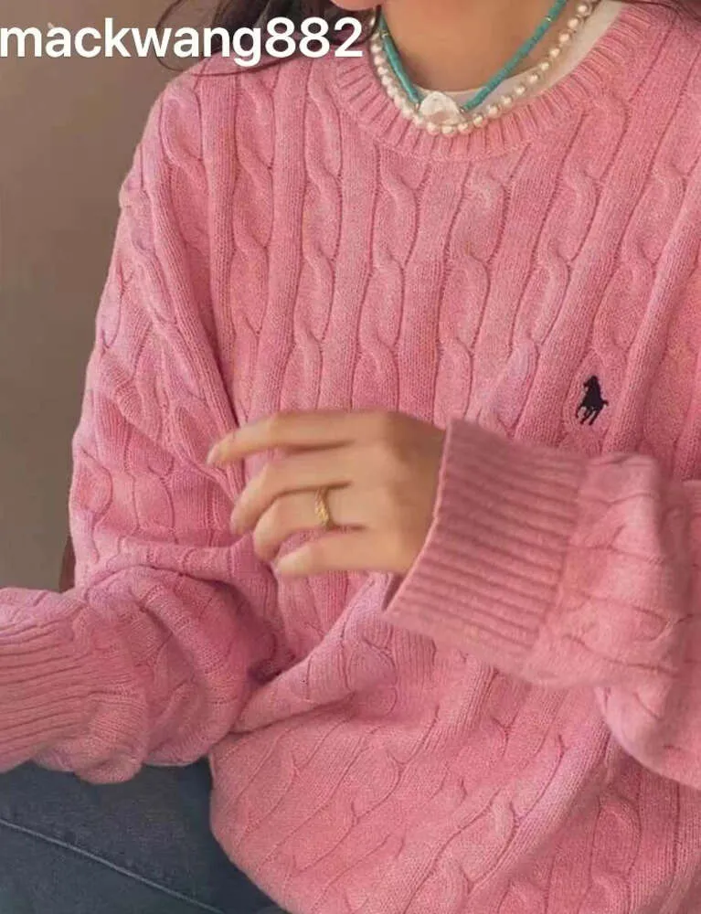 2024 Kadın Örgüleri Tees Kış Yeni Uzun Kollu Vintage Twist Örme Süvari Kadınlar Pembe Gri Siyah Baggy Kükürük Jumper Kadın Giyim Süveteri