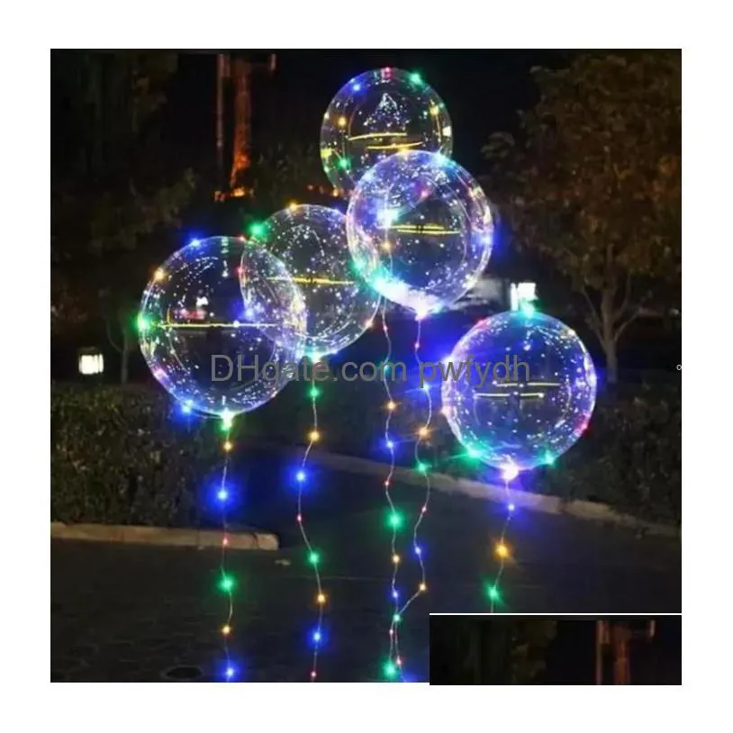 Decoración de fiesta Globos luminosos de 20 pulgadas con cadena de luz Globo LED para bodas Entrega de gotas Jardín en casa Suministros festivos Evento DH6B8