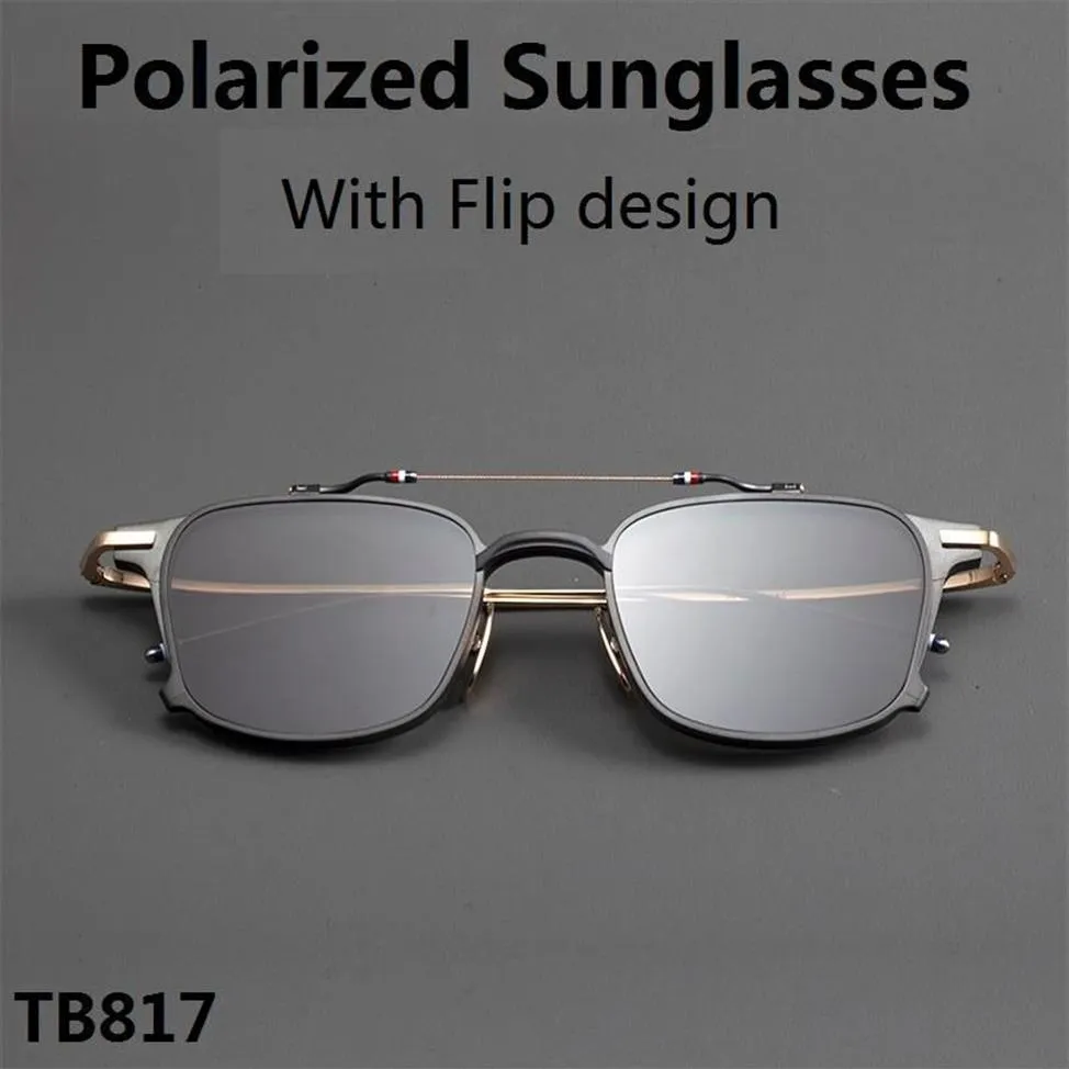 Sunglasses Thom Brand Women Square Frame Flip Clip Myopia Polarized Sun Glasses Men Prescription Eyeglasses Original ClamshellSung237g