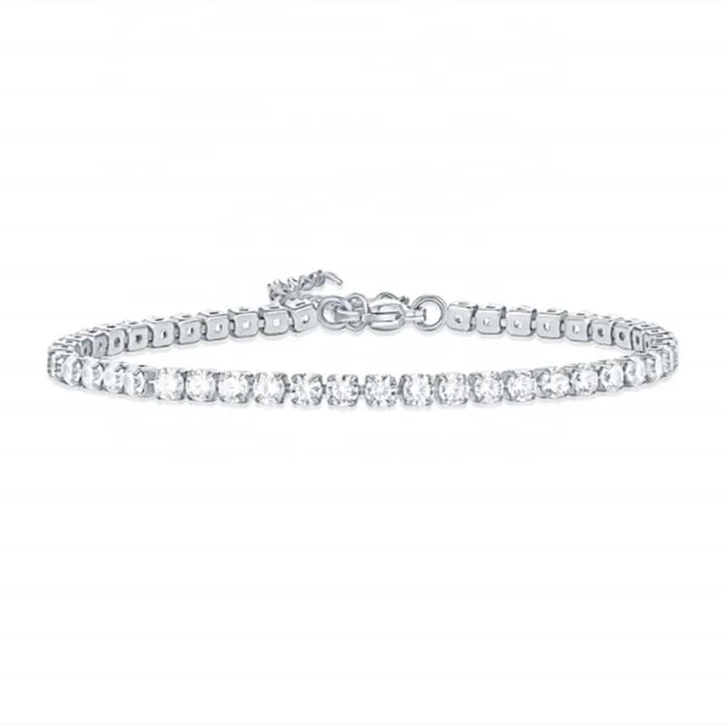 Bomei Acciaio inossidabile 3MM Larghezza Bling Cubic Zirconia CZ Pietra Iced Out Diamante Bracciale a catena regolabile da tennis Gioielli da donna