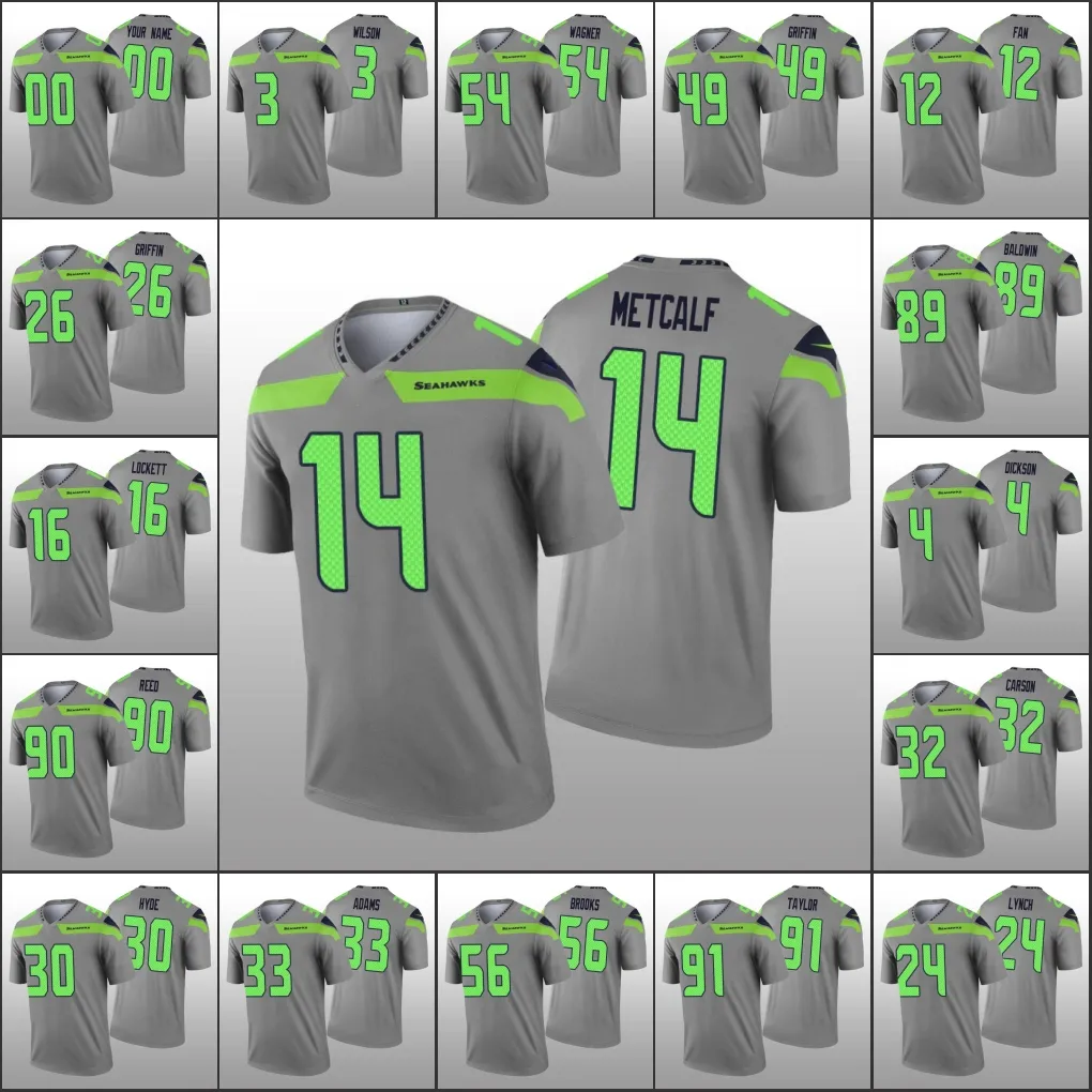 SATTLESEAHAWKSMEN 16 Tyler Lockett 89 Doug Baldwin 14 D.K. Metcalf 24 Marshawn Lynch Custom Women Youth Limited Jersey