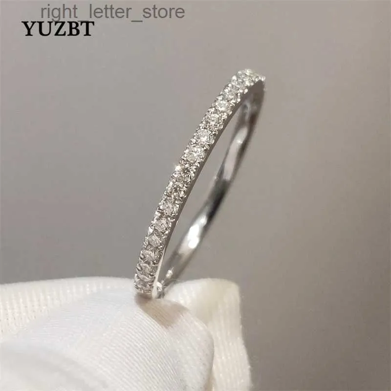 مع الحجارة الجانبية Yuzbt 9k 10k الذهب الأبيض قطع 0.3 اختبار الماس الماضي د اللون moissanite خاتم الخطوبة مجوهرات النمط الكوري yq231209