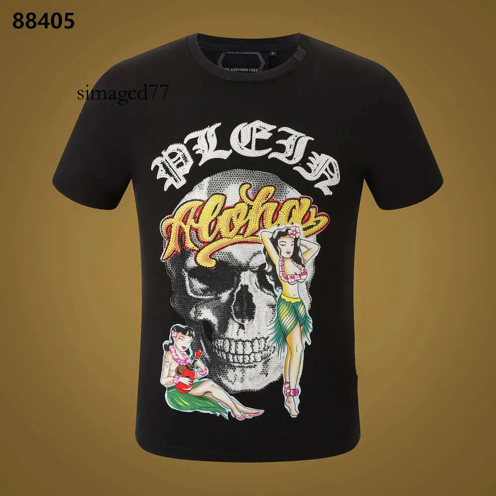 Camiseta Plain Pleins Hombre Camisas Lisas Hombre ESTILO Phillip NUEVO Philipps Diseñador Phillip diseñador Diseñador PP Skull Diamond Manga corta Dollar Brown Be 140