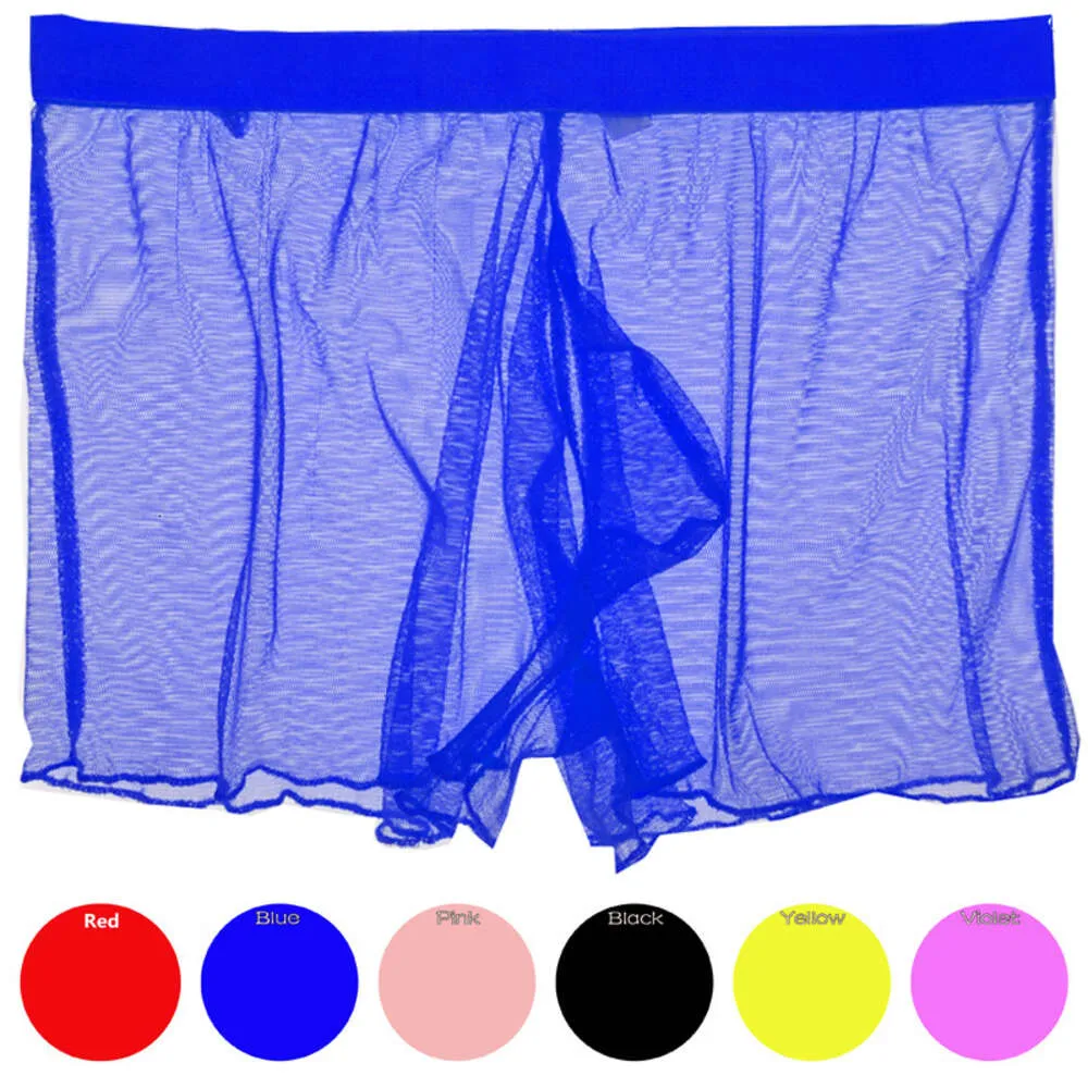 Sous-vêtements transparents en maille pour hommes, culottes Sexy pour hommes, Boxer doux et Gay, sous-vêtements d'été fins et respirants pour hommes