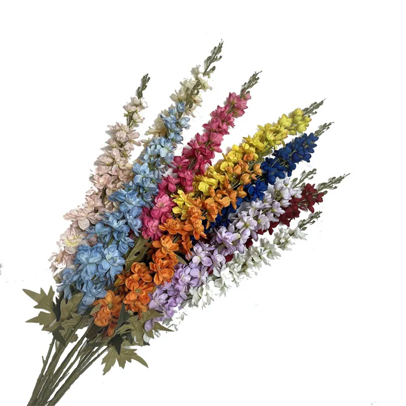 Flores decorativas Flores artificiais Big Larkspur para festas familiares Casamento