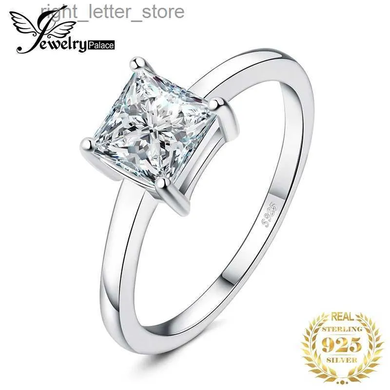 사이드 스톤 쥬얼리 페 팔라스 Moissanite D Color 1CT Princess Cut 925 Sterling Silver Stacking Solitaire Ring gold yellow Rose Gold Plated YQ231209