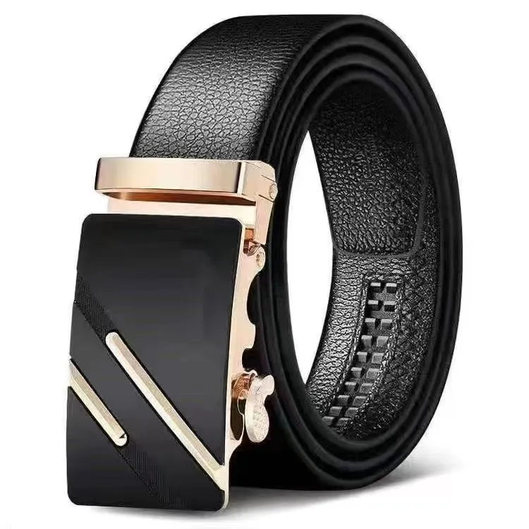 Men's belt automatic buckle genuine leather designer business casual belt, middle-aged and young fashionable denim suit belt