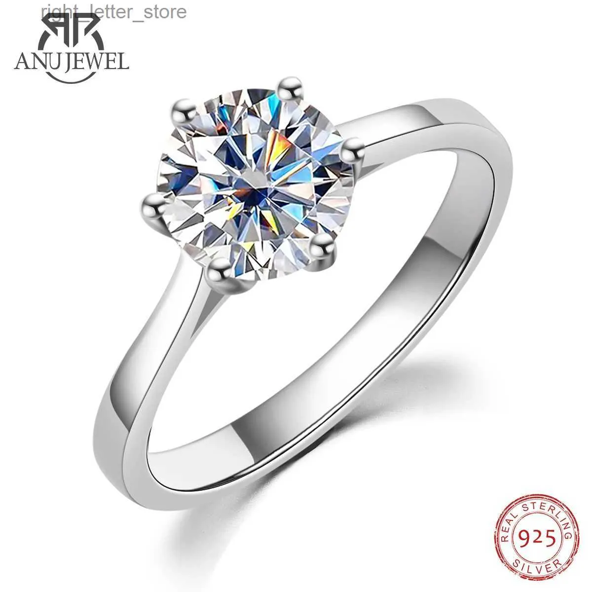 사이드 스톤과 함께 Anujewel 2 D 컬러 Moissanite Ring 18K Gold 925 여성용 스털링 실버 약혼 결혼 반지 도매 YQ231209