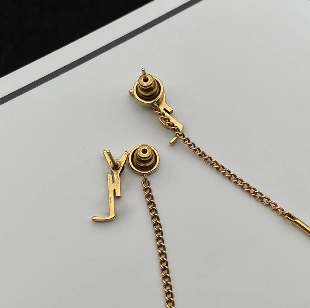 Fashion Tassel Earrings Designer Jewelry Stud Earring For Women Earings Hoop Gold Letter Y Pendant Studs Elegant Wedding Gift Box 1298503