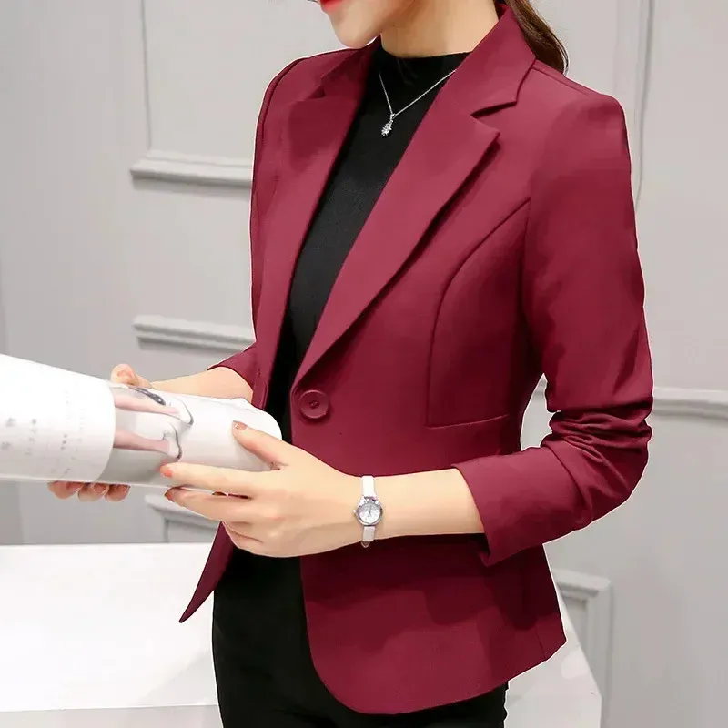 Womens Suits Blazers Women Blazer Jackets Solid Color Femme Overcoat Business Casual Autumn Winter Long Sleeved Slim Fitting Topcoat Comfortable Coat 231208