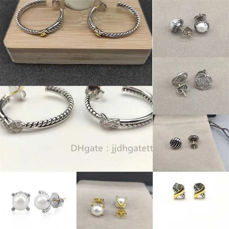 örhänge studs pärla örhängen korsa x kabel fyra pärla charm prong sliver diamant designer mode för designers kvinnor populära kärlek smycken kvinna lyx toppkvalitet