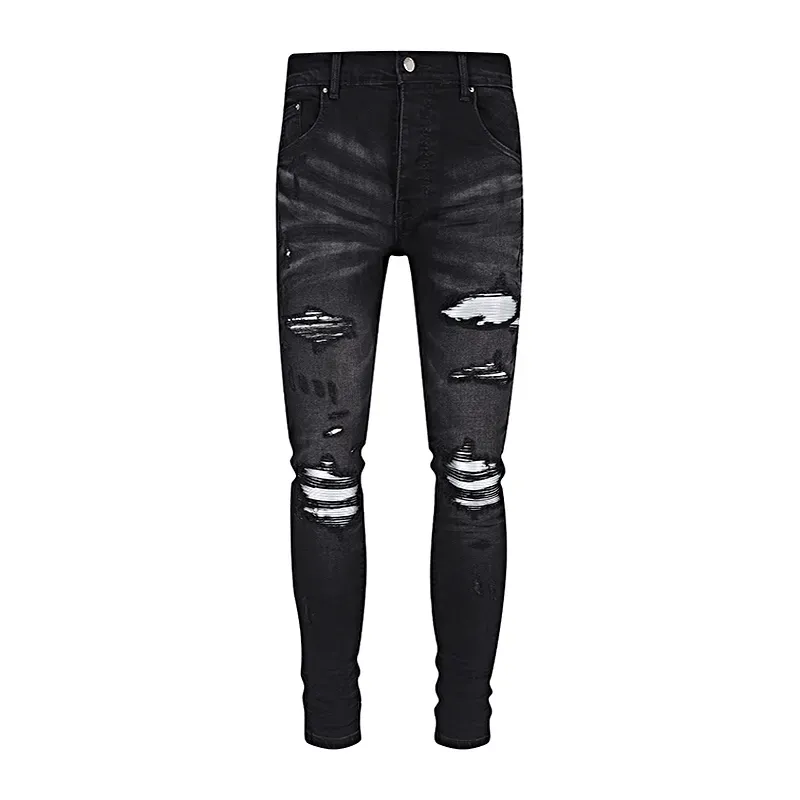 Men&#039;s Jeans Luxurys Designers Jeans Distressed France Fashion Pierre Straight Men&#039;s Biker Hole Stretch Denim Casual Jean Men Skinny Pants Elasticit pant Size 30-40