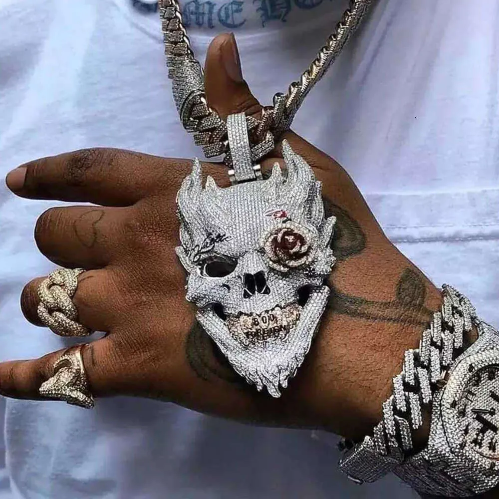 Skull Pendant Necklace Iced Out CZ, Hip Hop Jewelry, Gold Silver Rock  Punk Style, Men's Boy's Fashion, Trend