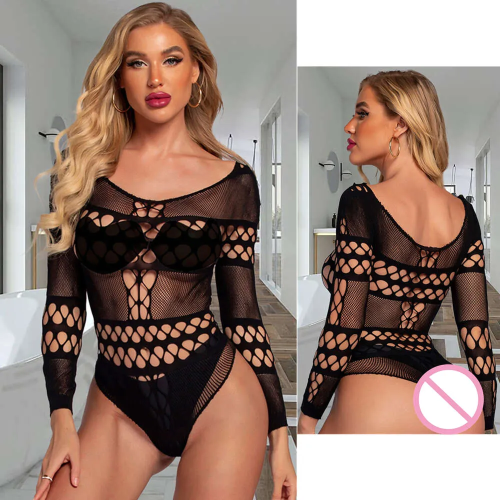 Combinaison transparente en maille ajourée pour femmes, Lingerie érotique transparente, Costumes moulants une pièce, body en résille pour dames