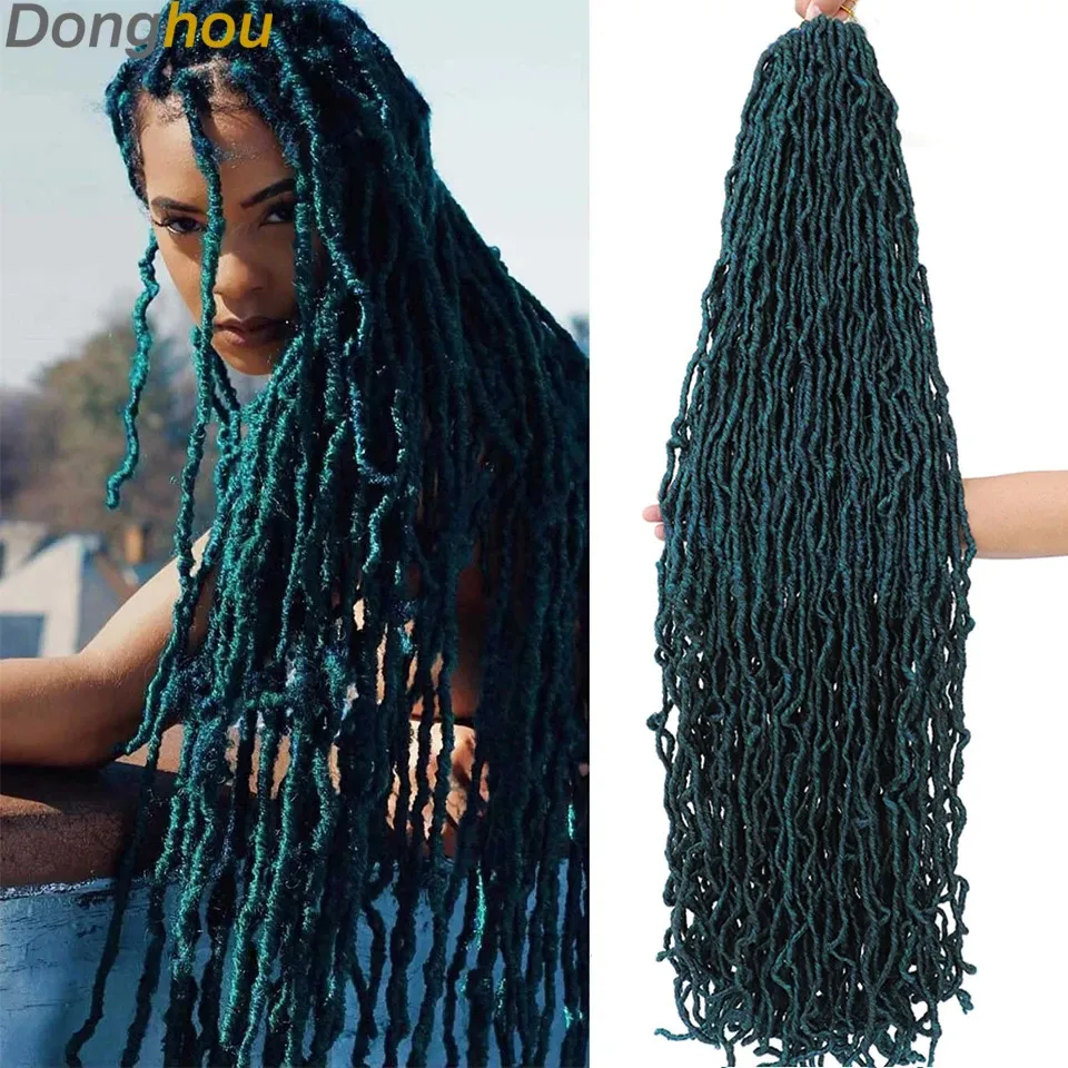 Syntetiska peruker faux locs virkning hår syntetiska lockiga dreadlocks hår faux cheveux mjuk locs virkning flätor 12 färger kan välja 231208