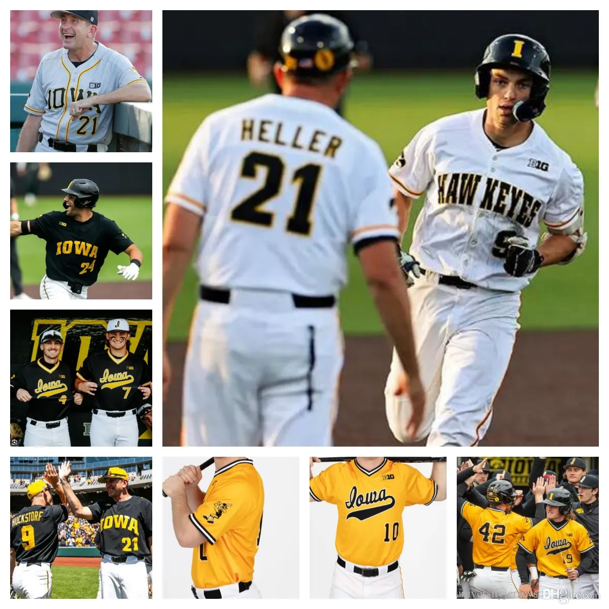 Personalize a camisa de beisebol da faculdade de Iowa Hawkeyes Jaixen Frost Ben Swails Brody Brecht Elliot Cadieux-Lanoue Andy Nelson Aaron Savary Ben Wilmes Marcus Morgan