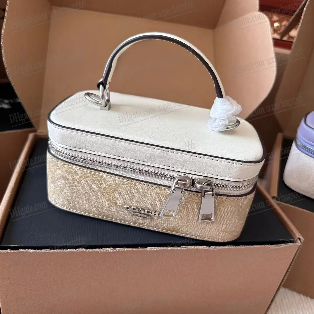 Designer Trunk Box Top Handle Zipper Sling Lunch Bag Luxury Women Makeup Tote Leather Lady Crossbody Handbag Men Purple Pink Clutch Bags Shoulder Totes From 50 15 DHgate