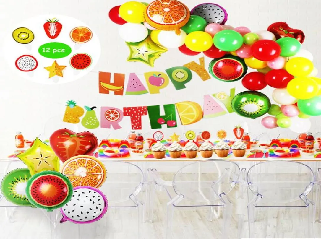 Tutti Frutti Decorazioni Feste Set Bambini Buon Compleanno Banner  Palloncini Con Stagnola Di Frutta Decorazione Feste Hawaiane Baby Shower  T6987757 Da 27,54 €