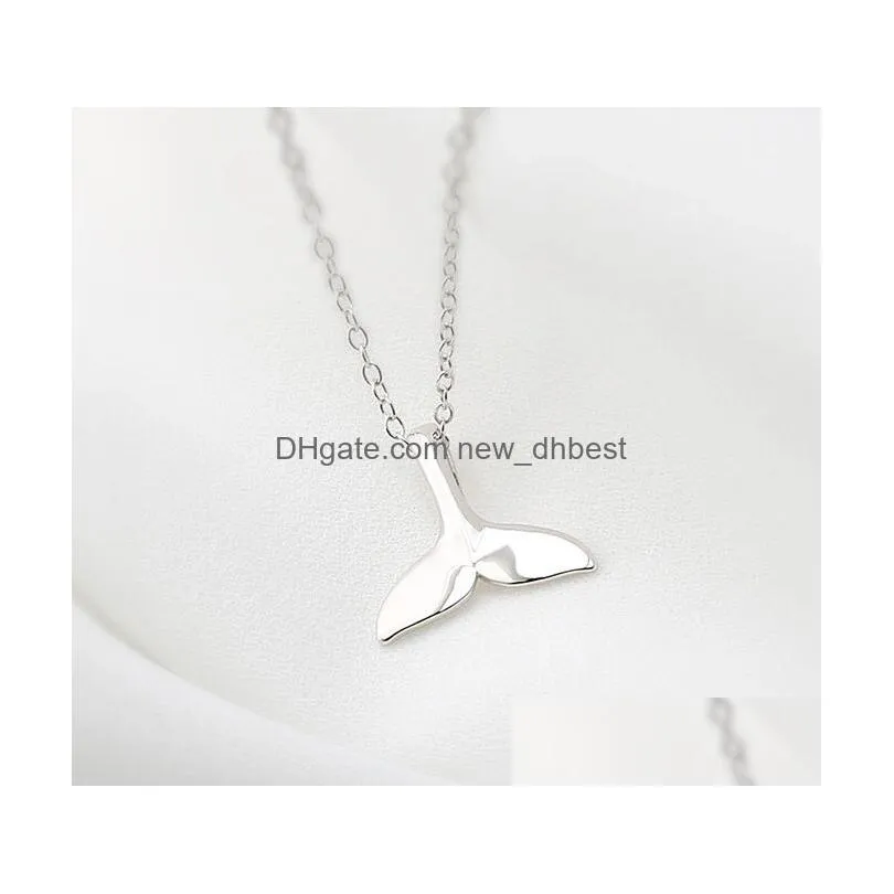 20pcs/lot silver mermaid tail necklaces pendants for women lover dolphins whale fish charms jewelry accessories