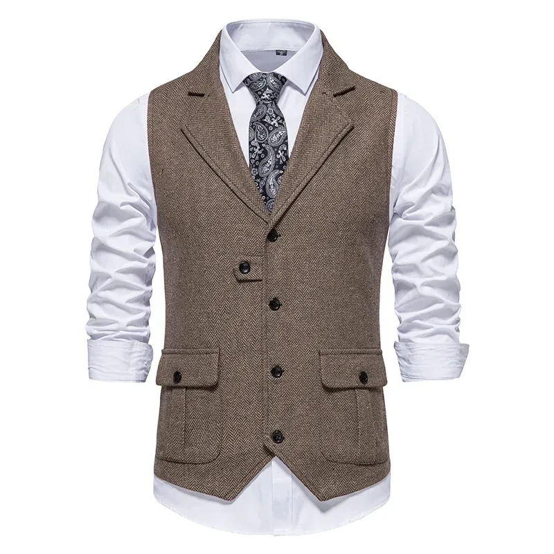 2023 Gilet marrone da uomo nuovo Gilet monopetto Designer Brand Giacca senza maniche Cappotto formale Top Abito per adulti