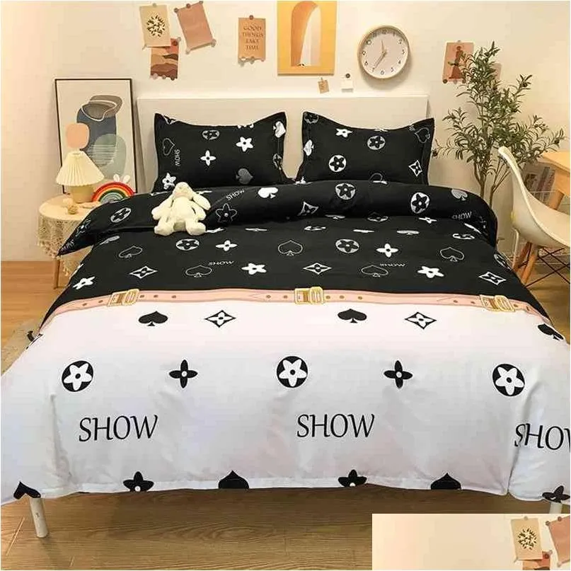 Bedding Sets Fashion Style Simple Bedding Sets Duvet ER lençóis lisos planos Winter Fl King Queen Set com cores diferentes 210727 dr dhlsi