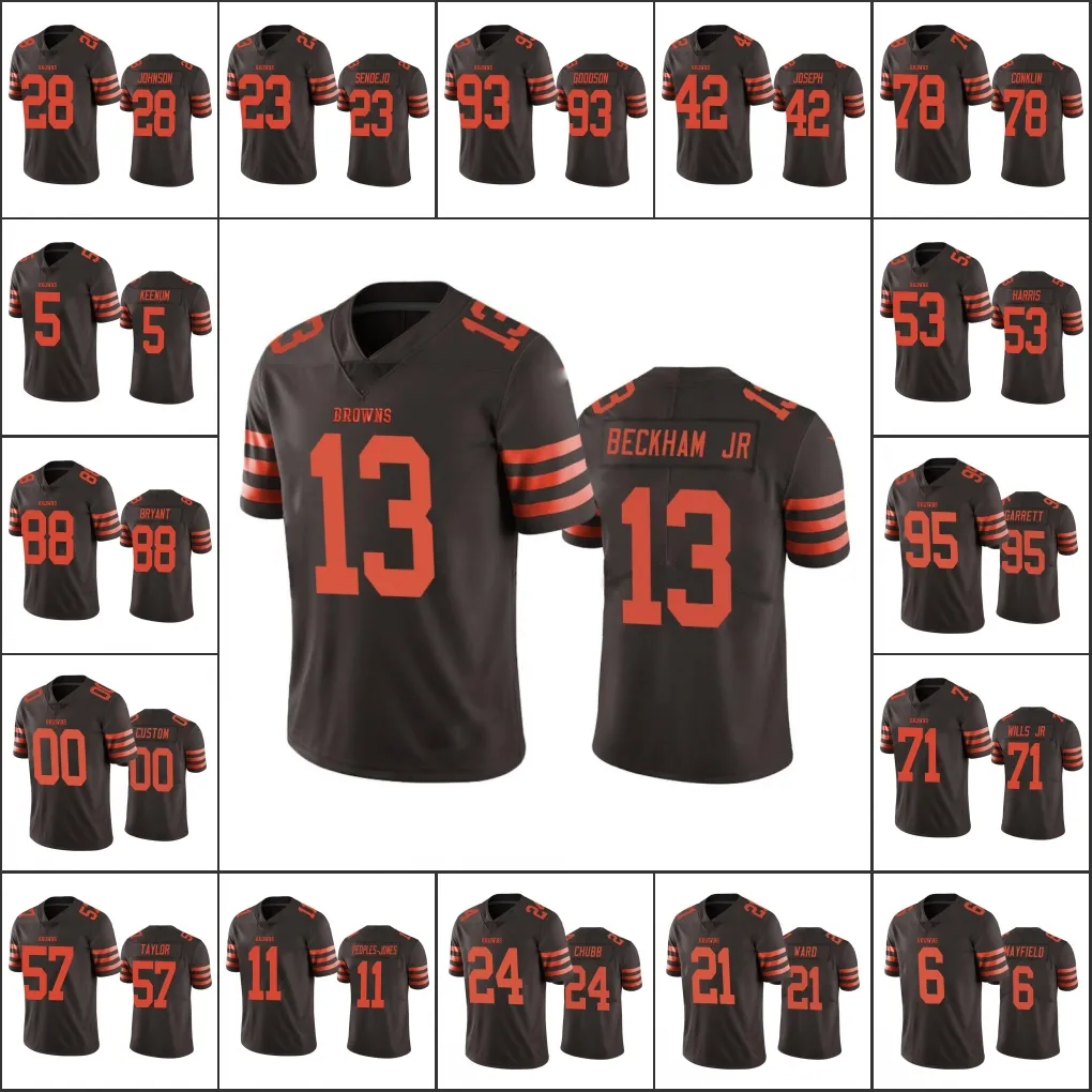 Cleveland''browns''men 13 Odell Beckham Jr. 6 Baker Mayfield 24 Nick Chubb Custom Women Youth Color Rush Fußballtrikot