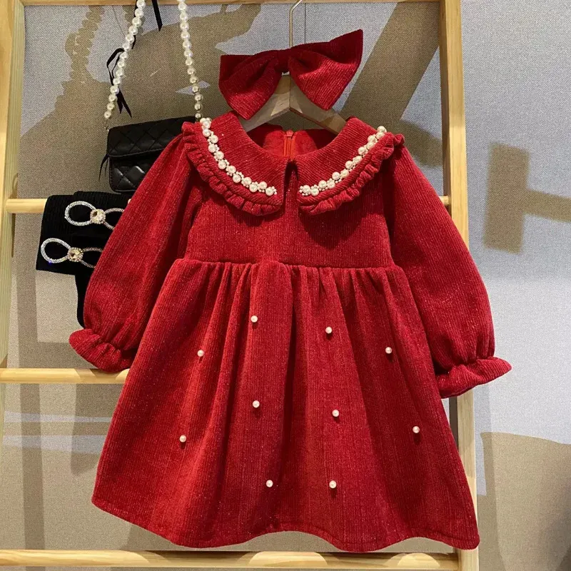 Meisjesjurken Winterstijl Babyboog Chenille Fluweel Prinsessenjurk Glanzend Elegant Jaar 231208