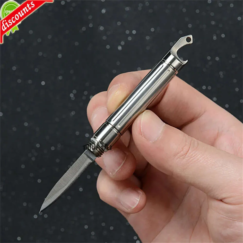 Upgrade Titanium Alloy Multi-function Knife Portable Keychain Sharp Blade Mini Knife With Bottle Opener Outdoor Self-defense Small Knife